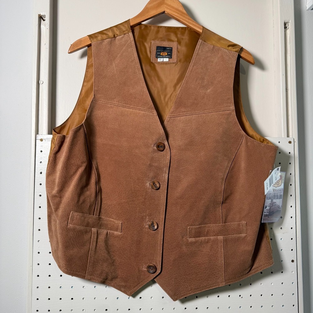 Vintage Route 66 Vest Women's Brown Suede Button Pockets Southwest - XL NWT